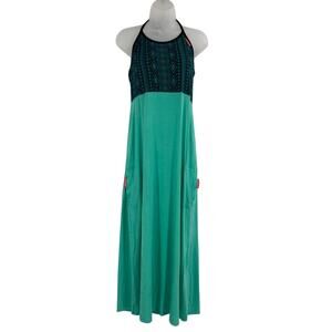 The Undress Maxi Dress Original Changing Room Aztec Aqua Blue Size Large NEW